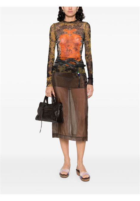 top long sleeves mesh printed médaillon donna multicolor JEAN PAUL GAULTIER | 25/03-W-TO305-M006P004115
